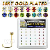 18wp14xm box gold plated silver nose screws set 2mm mix crystals