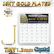 18wp6xc box gold plated silver nose screws w set 1.25mm crystals