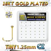 18wz12xc box gold plated silver nose screw w set 1.25mm clear czs