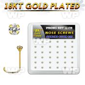 18wz2xc box 36 gold plated silver nose screws w set 2mm clear cz