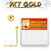 19i36s box w of 9kt gold nose screw 1 5mm ball shaped top nose piercing