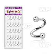 1c3mwk box w of surgical steel eyebrow spirals 1 6mm 3mm balls eyebrow piercing