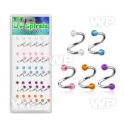 1c3mwt box w of surgical steel eyebrow spirals 1 6mm 3mm acryli eyebrow piercing