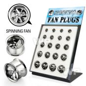 1dd7u display w surgical steel double flared steel flesh tunnel ear lobe piercing