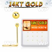 1i36e box w of 14kt gold nose screw 1 5mm ball shaped top nose piercing