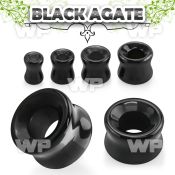 1i388 black agate stone double flared eyelet