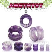 1i3dd amethyst double flared stone flesh tunnel ear lobe piercing