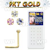 1i3g9j box 24 pcs 9kt gold nose screw 1 5mm prong set cz stones nose piercing