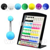 1j4u70 display w of steel belly bananas 1 6mm 5 8mm solid acry belly piercing