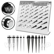 1jfmel display w black ion plated surgical steel tapers double ear lobe piercing