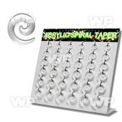 1jfmy4 display w white acrylic spiral coil tapers size 2 5mm 8mm ear lobe piercing