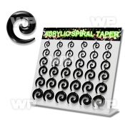 1jfmy7 display w black acrylic spiral coil tapers size 2 5mm 8mm ear lobe piercing