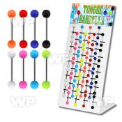 1jq4ck display w of surgical steel tongue bars 1 6mm 6mm solid tongue piercing