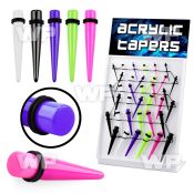 1jqrmk display w solid acrylic uv tapers double silicon o ring ear lobe piercing