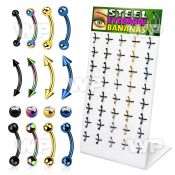 1jwnk display w of ion plated steel banana eyebrow ring s 1 2m eyebrow piercing