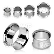 1mi surgical steel double flared flesh tunnel ear lobe piercing