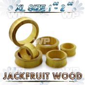 1mocfb xl big gaue sized jack fruit wood double flare flesh tunn ear lobe piercing