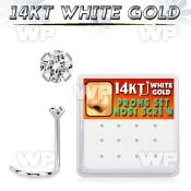 1o36s display box w of 14kt white gold nose screw clear 1 5mm nose piercing