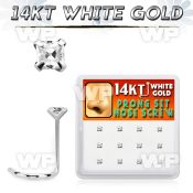 1o36y display box w of 14kt white gold nose screw clear 2mm squ nose piercing
