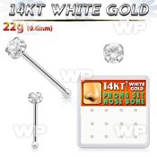 1ou4e display box w of 14kt white gold nose bone 2mm round cle nose piercing