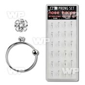 1u3j09 box w silver 925 nose rings closure ball 2mm prong set nose piercing