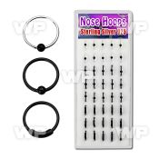 1u3j4 box w silver 925 nose rings in mixed styles black plating nose piercing