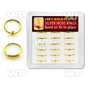 1u3jl box 18 pcs of silver 925 nose rings real gold 18k platin nose piercing