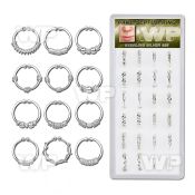 1u3jll display w 27 pcs of clear bio flex labret studs w prong septum piercing