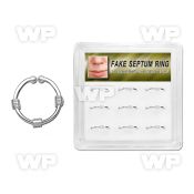 1u3jts box w of silver fake septum rings w three ropes wrapped septum piercing