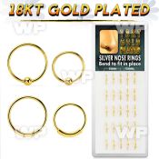 1u3m0 box w of 18k gold plated silver 925 nose rings 15 pcs nose piercing