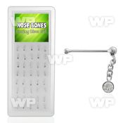 1u416e box w silver 925 nose bone 22g 0 8mm ball top dangli nose piercing