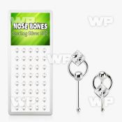 1u4a6s box w silver nose bone square clear crystals on slave nose piercing