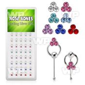 1u4aj0 box w silver nose bone round triple crystals in mixed nose piercing