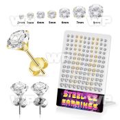 1w3gaiz gold pvd plated finish steel earstuds 2mm to 8mm 60