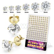 1w3rgai gold pvd plated finish steel earstuds 3mm to 8mm 60