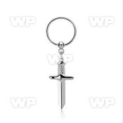316l steel ball closure ring, 16g w a dangling dagger
