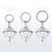 316l steel ball closure ring w a diamond dangling