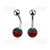 316l steel belly banana w 8mm strawberry ferido ball