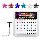 3fm37a box w silver 925 l shaped nose studs 2 5mm color plated nose piercing