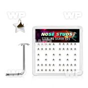3fq37a box of silver l shaped nose studs plain silver star shape nose piercing