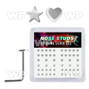 3fqx3 box w silver 925 l shaped nose studs 2 5mm heart star nose piercing