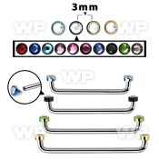 3h18rcdz steel surface barbell 1 6mm 90 degree angle 3mm ion plat surface piercing