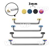 3h18rwz steel surface barbell 1 6mm 90 degree angle 3mm ion plat surface piercing