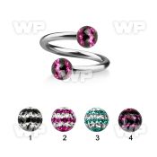 3mdas1 surgical steel spiral 1 6mm 5mm ferido glued multi cryst eyebrow piercing