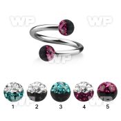 3mdasw surgical steel spiral 1 6mm 5mm ferido glued multi cryst eyebrow piercing
