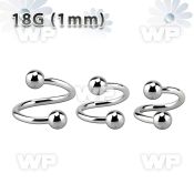 3met4z surgical steel spiral 1mm 3mm ball eyebrow piercing