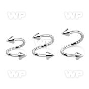 3met6uz surgical steel spiral 1mm 3mm cones eyebrow piercing