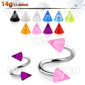 3mhq6u0 surgical steel spiral 1 6mm 4mm uv cones helix piercing