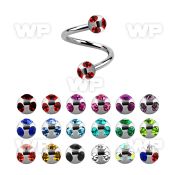 3mjc40 surgical steel spiral 1 6mm 4mm multi crystal ball helix piercing