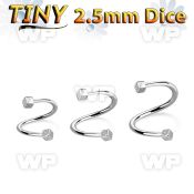 3mw18ks surgical steel eyebrow spiral 1 2mm tiny 2 5mm dices eyebrow piercing